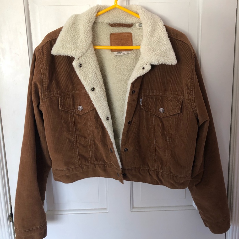 Levi’s corduroy shearling lined cropped jacket